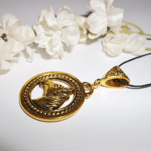 Gold Horse Necklace Pendant Charm Jewelry Set Colt Mare Gift Idea Unisex 5386 - Picture 4 of 10